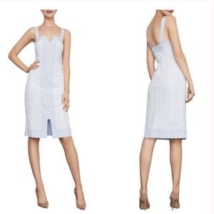 BCBGMaxAzria Blue and White Midi Dress - Size 04